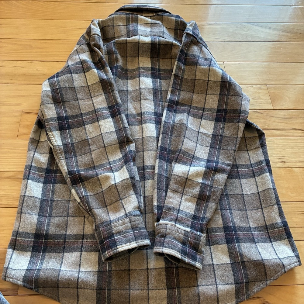 Vintage Pendleton Trail Shirt Plaid Virgin Wool Elbow Patches Men's M USA Fabric - Picture 8 of 8